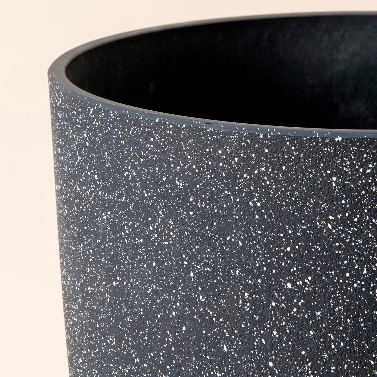 Flower Pots Outdoor Garden Planters, Indoor Plant Pots with Drainage Holes, Plastic, Speckled Black, Set 2 (7.5 + 7.5 Inch)