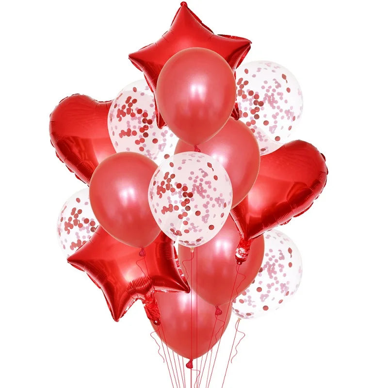 14Pcs Multi Confetti Balloon Happy Birthday Party Balloons Rose Gold Helium Ballons Boy Girl Baby Shower Party Supplies