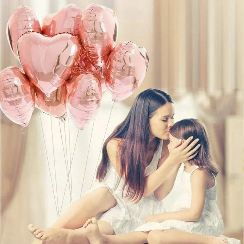 10Pcs 18Inch Rose Gold Love Heart Shape Foil Balloons Wedding Birthday Party Decorations Aluminum Foil Ballons Air Balls Globos