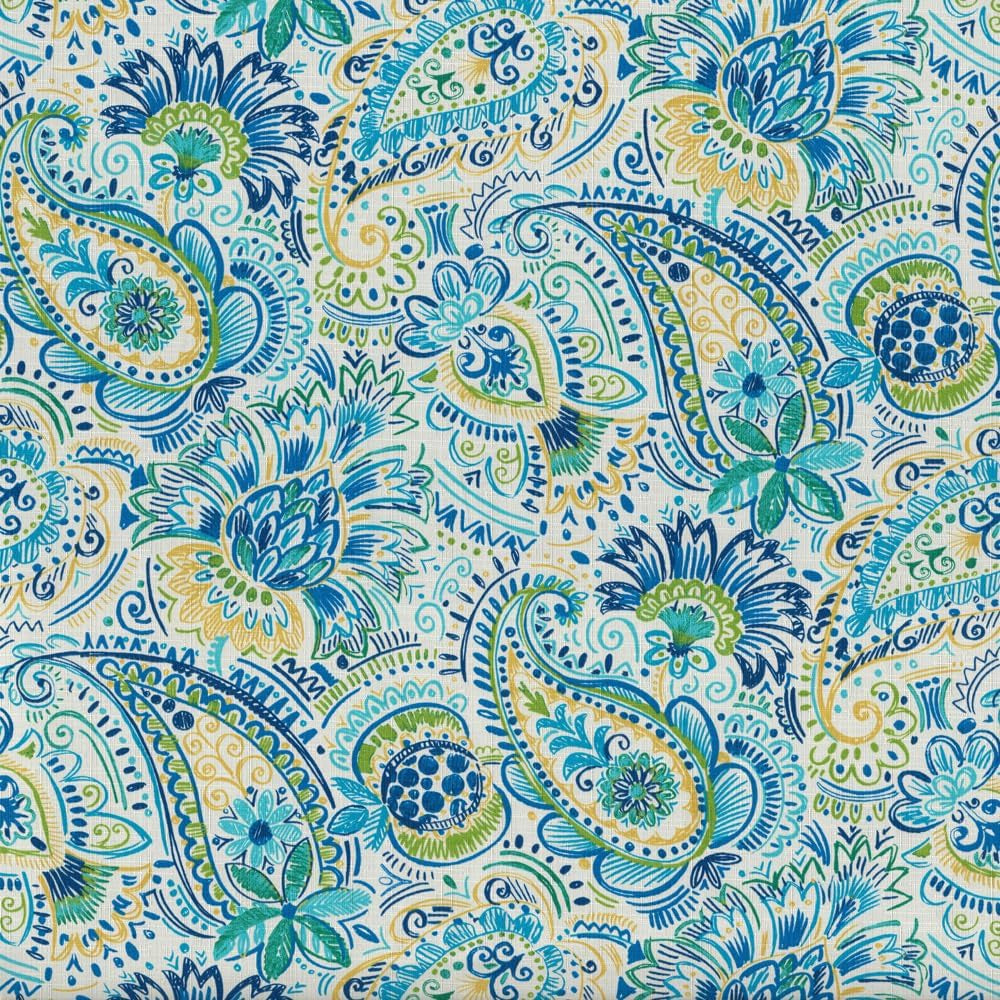 Paisley Indoor/Outdoor Accent Throw Pillow, Plush Fill, Weather, and Fade Resistant, Large Throw - 18.5" X 18.5", Blue/Yellow Gilford, 2 Count