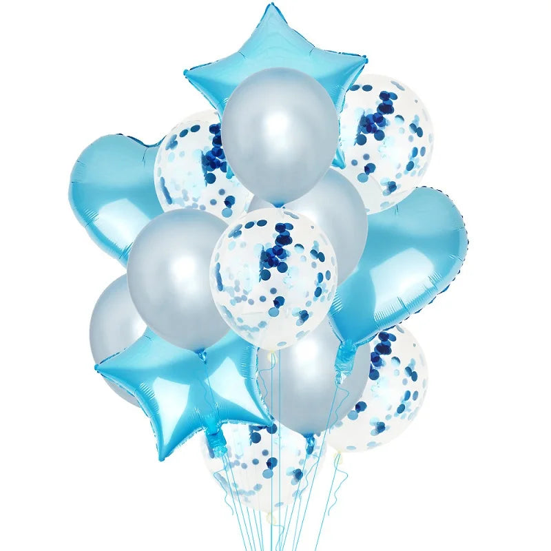 14Pcs Multi Confetti Balloon Happy Birthday Party Balloons Rose Gold Helium Ballons Boy Girl Baby Shower Party Supplies