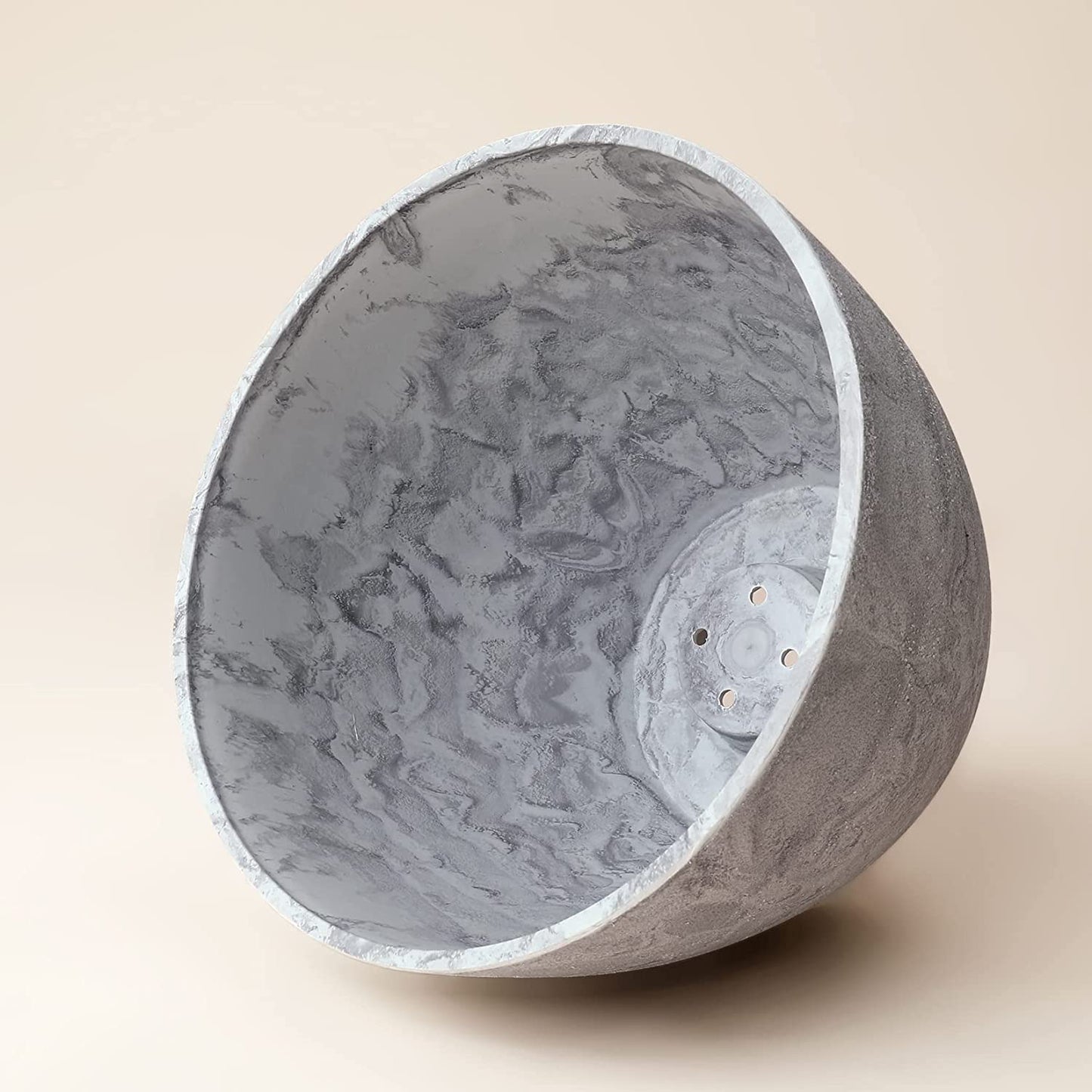 Flower Pots Outdoor Garden Planters, Indoor Plant Pots with Drainage Holes, Plastic, Marble Pattern Grey, Set 2 (8.6 + 7.5 Inch)