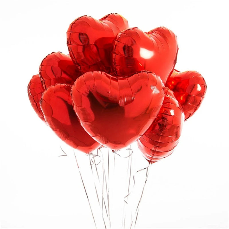 10Pcs 18Inch Rose Gold Love Heart Shape Foil Balloons Wedding Birthday Party Decorations Aluminum Foil Ballons Air Balls Globos