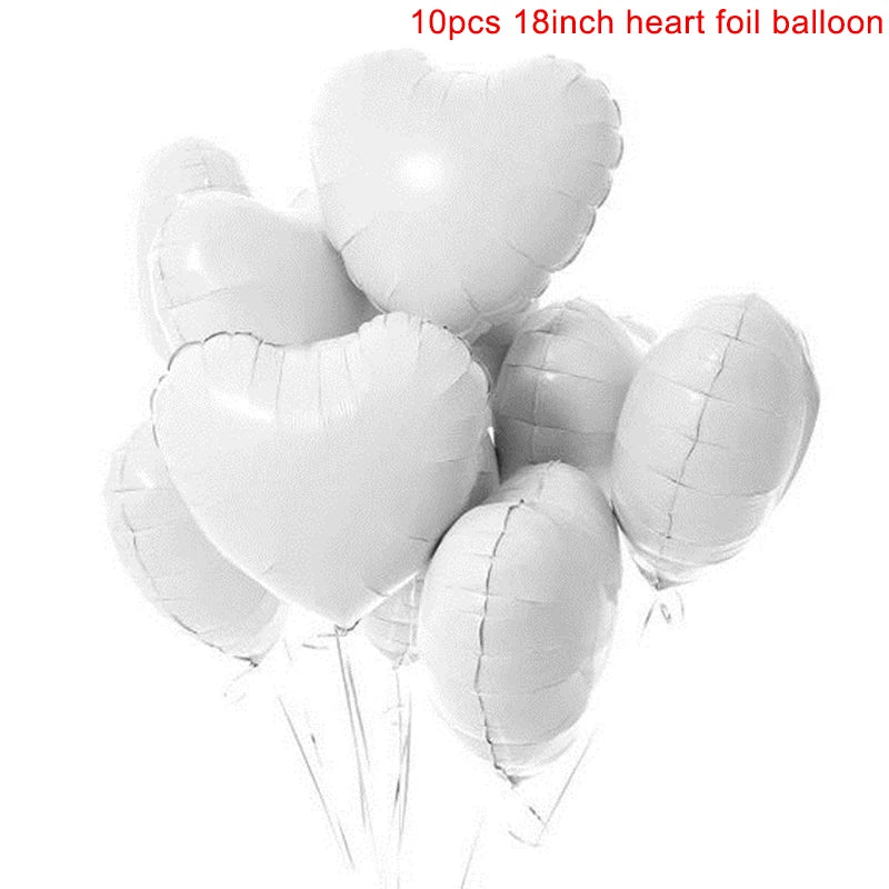10Pcs 18Inch Rose Gold Love Heart Shape Foil Balloons Wedding Birthday Party Decorations Aluminum Foil Ballons Air Balls Globos