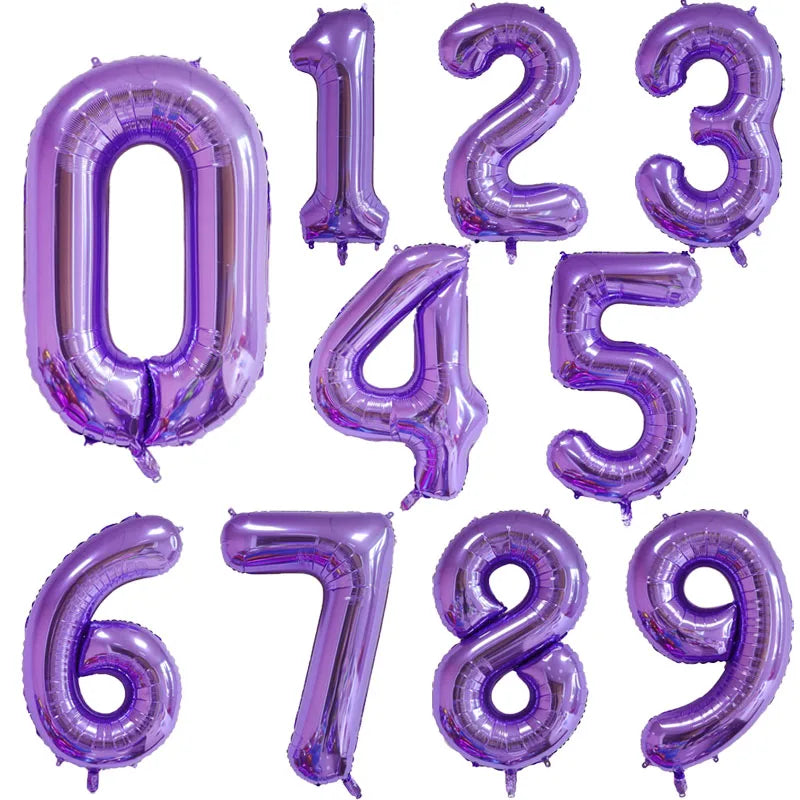 16/32/40 Inch Purple Number Balloon 0 1 2 3 4 5 6 7 8 9 Number Ballons Baby Shower Birthday Party Wedding Decor Supplies
