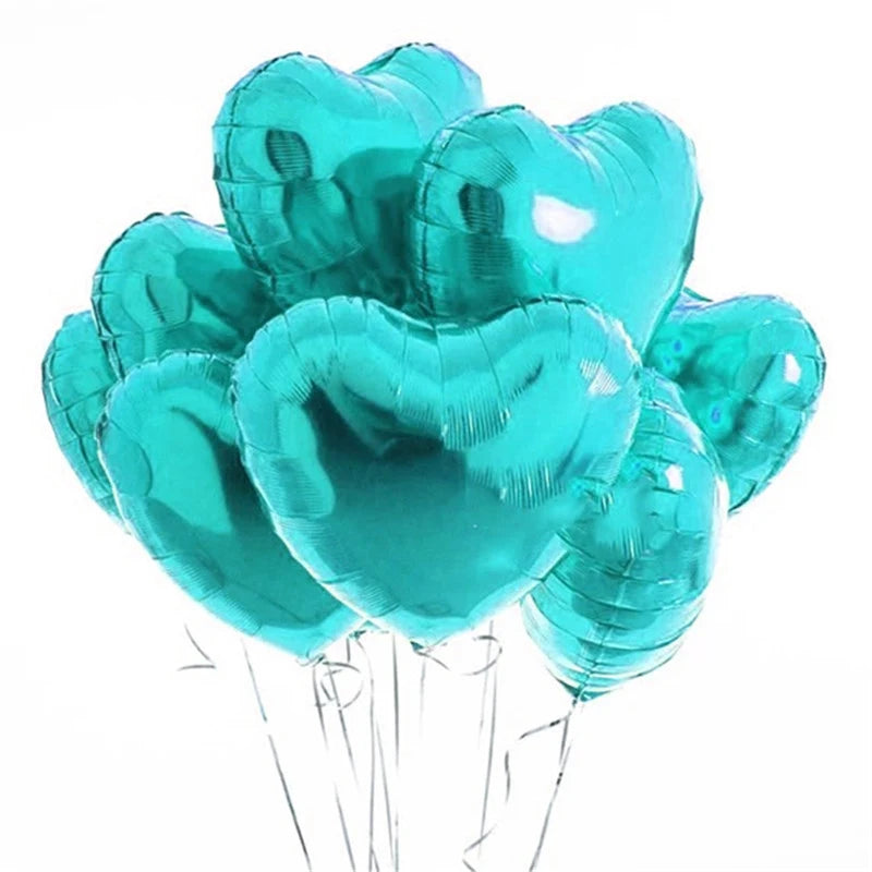 10Pcs 18Inch Rose Gold Love Heart Shape Foil Balloons Wedding Birthday Party Decorations Aluminum Foil Ballons Air Balls Globos
