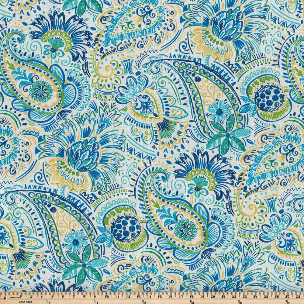 Paisley Indoor/Outdoor Accent Throw Pillow, Plush Fill, Weather, and Fade Resistant, Large Throw - 18.5" X 18.5", Blue/Yellow Gilford, 2 Count