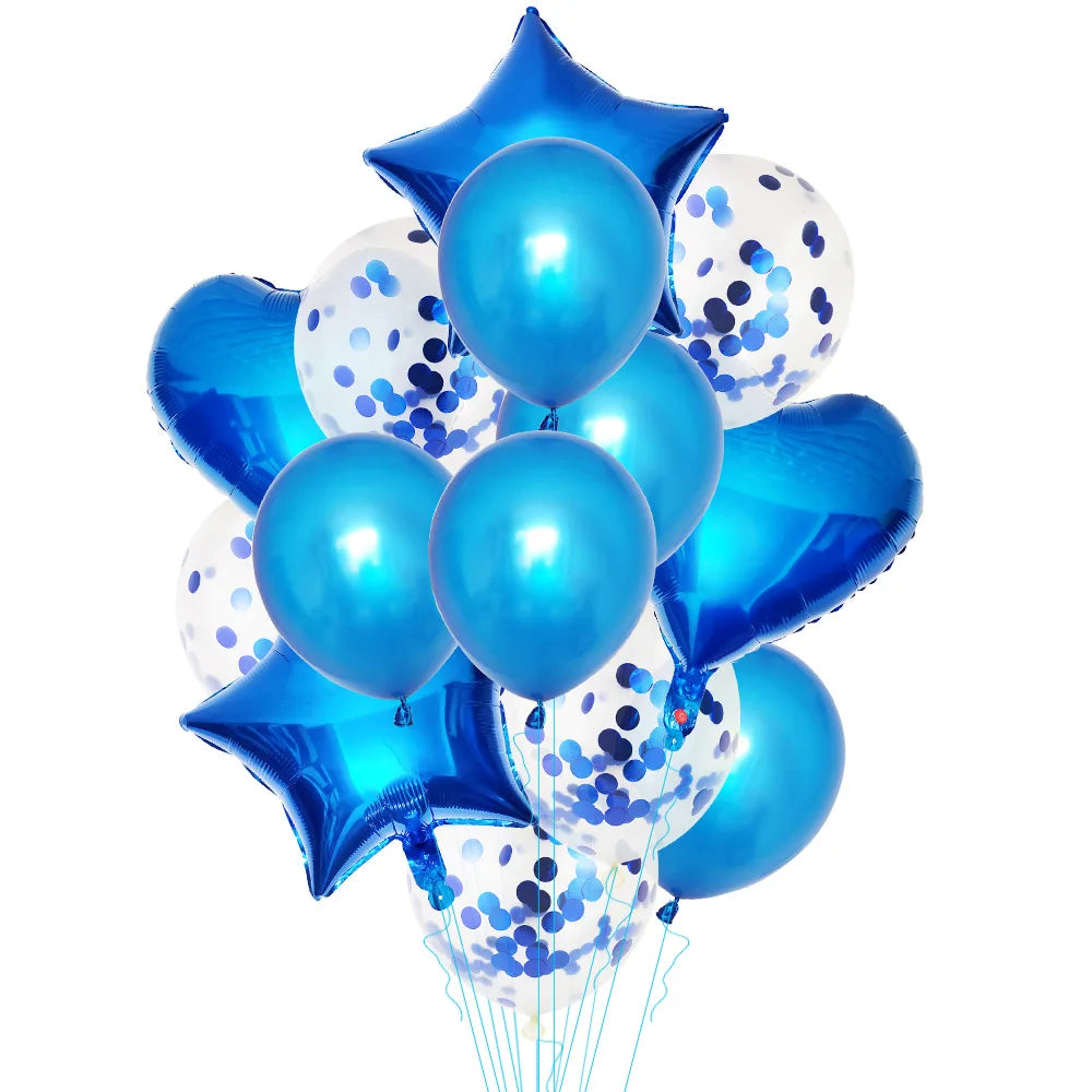 14Pcs Multi Confetti Balloon Happy Birthday Party Balloons Rose Gold Helium Ballons Boy Girl Baby Shower Party Supplies