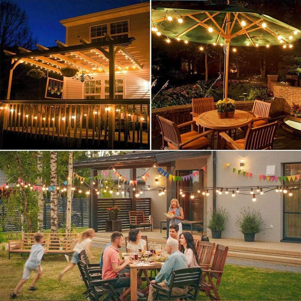 Solar String Lights, 48Ft Solar Patio Lights with 24 Shatterproof G40 LED Bulbs, Waterproof Solar Powered Outdoor Lights for Backyard, Garden, Deck, Porch, Pergola, Camping, Party