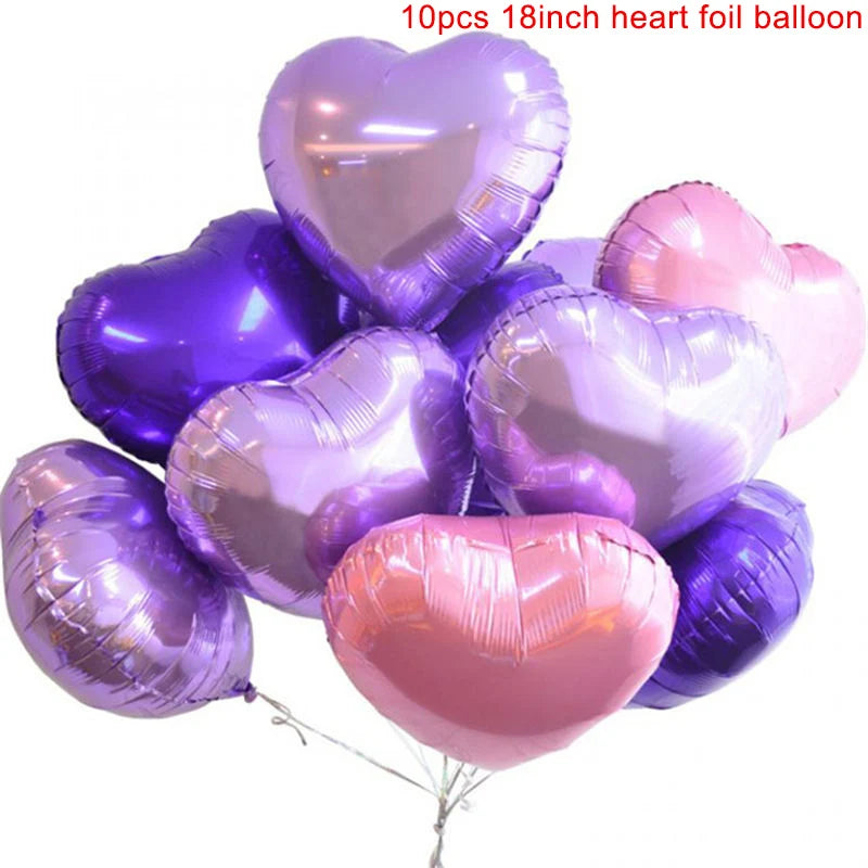 10Pcs 18Inch Rose Gold Love Heart Shape Foil Balloons Wedding Birthday Party Decorations Aluminum Foil Ballons Air Balls Globos