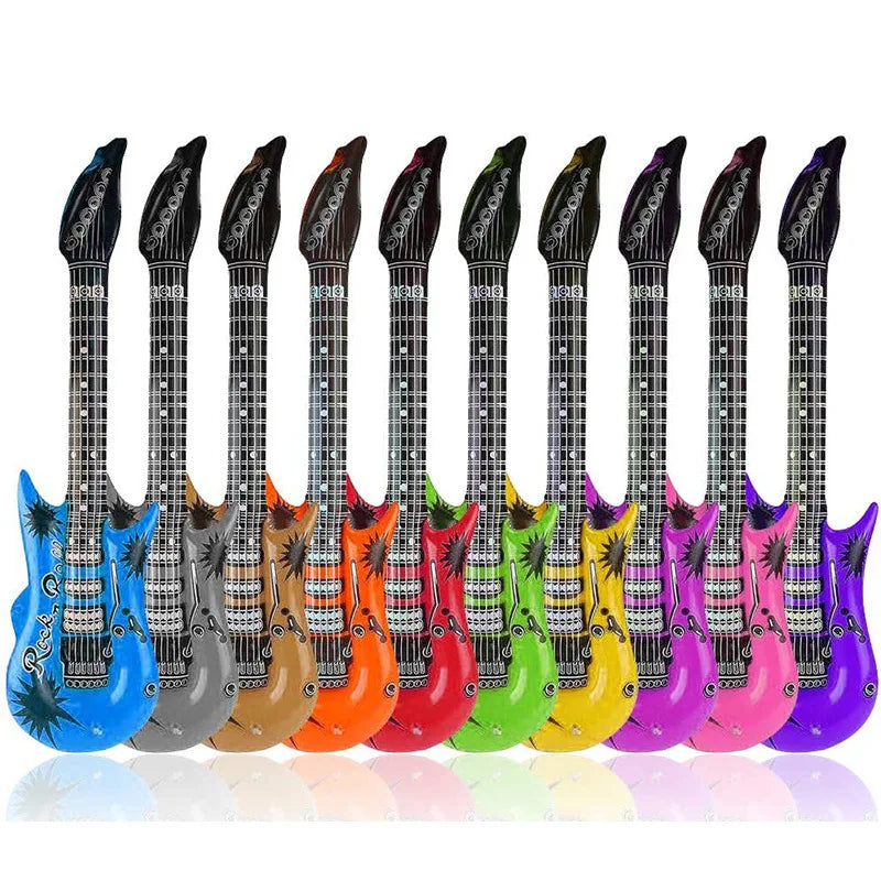 1Pc Inflatable Rock Star Guitar - Random Color Toy for Carnival and Birthday Celebrations