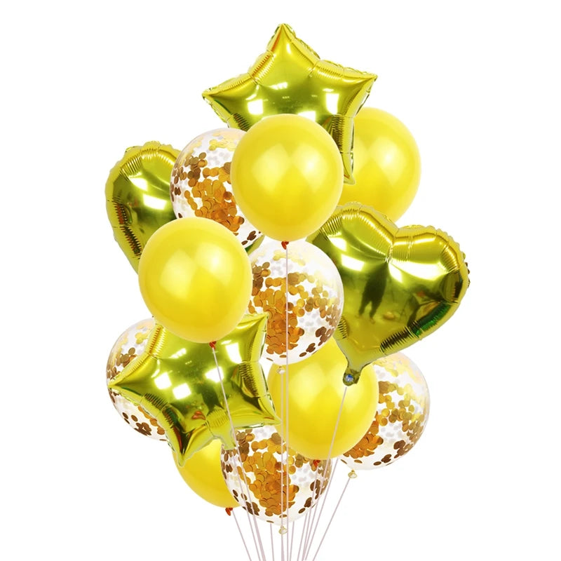 14Pcs Multi Confetti Balloon Happy Birthday Party Balloons Rose Gold Helium Ballons Boy Girl Baby Shower Party Supplies