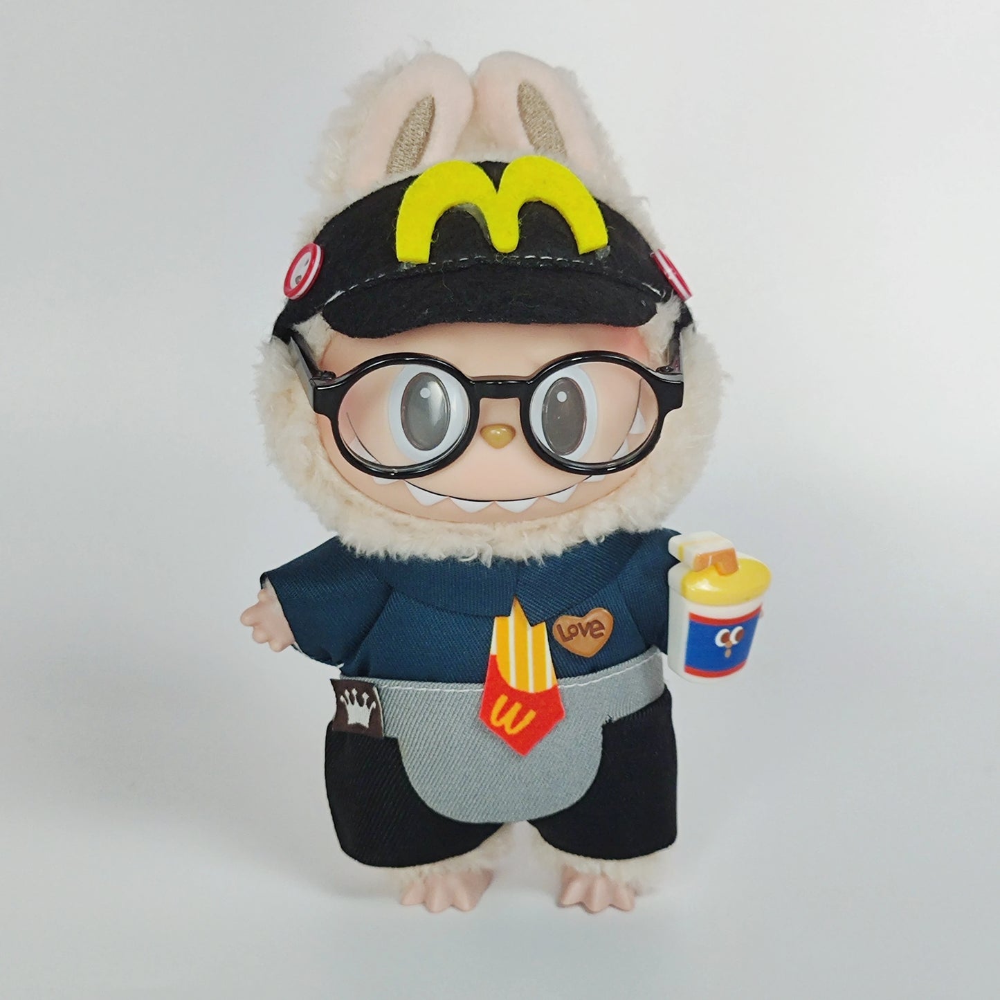 17Cm Labubu Plush Doll Vinyl Blind Box Hanging Charm - Waiter Outfit Changeable Costume Set