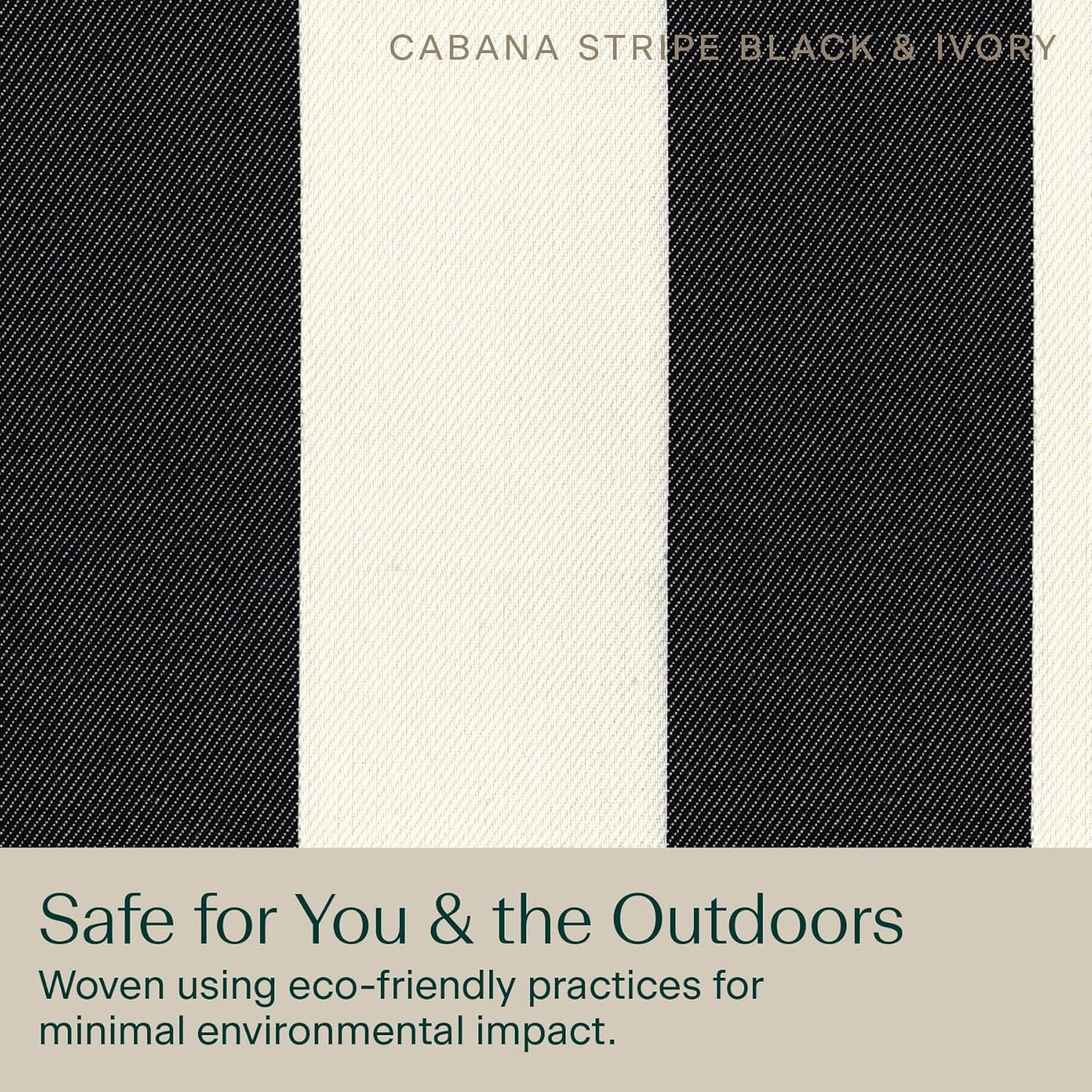 Outdoor Set of 2 Seat Pads, 18 X 17.5, Cabana Stripe Black & Ivory Universal Chair Cushions for Patio Furniture