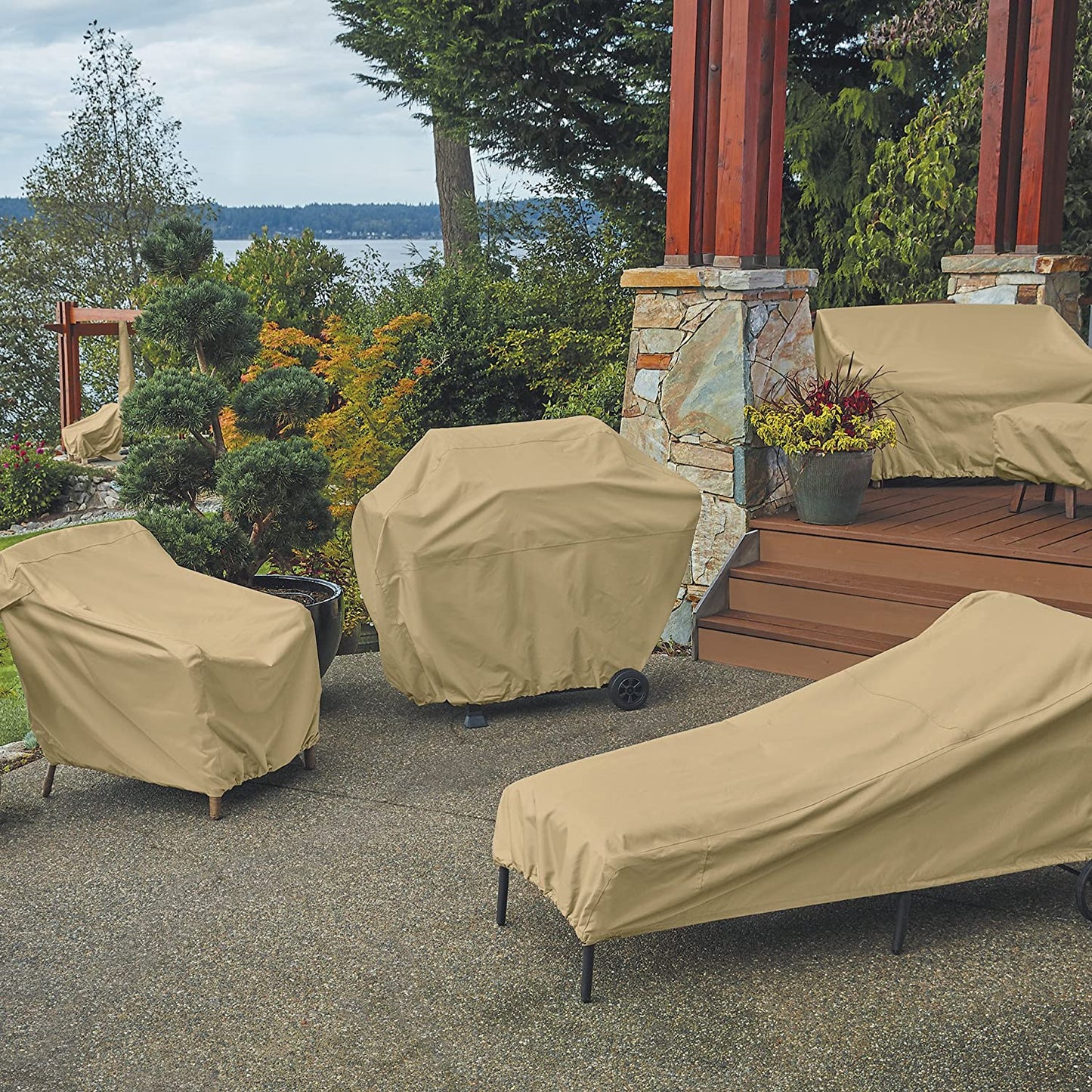 Terrazzo Water-Resistant 26 Inch High Back Patio Chair Cover, Outdoor Chair Covers