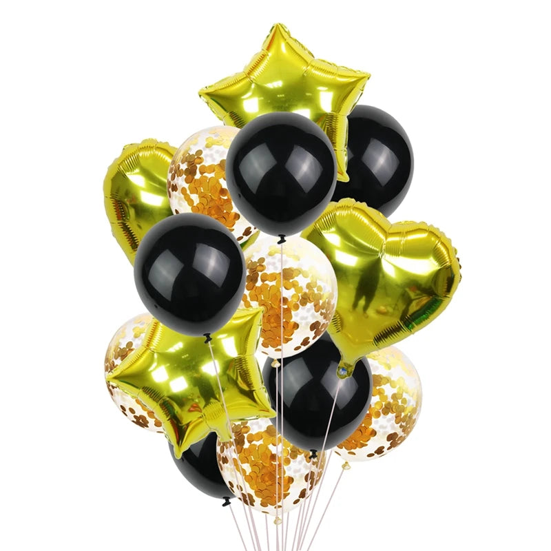 14Pcs Multi Confetti Balloon Happy Birthday Party Balloons Rose Gold Helium Ballons Boy Girl Baby Shower Party Supplies