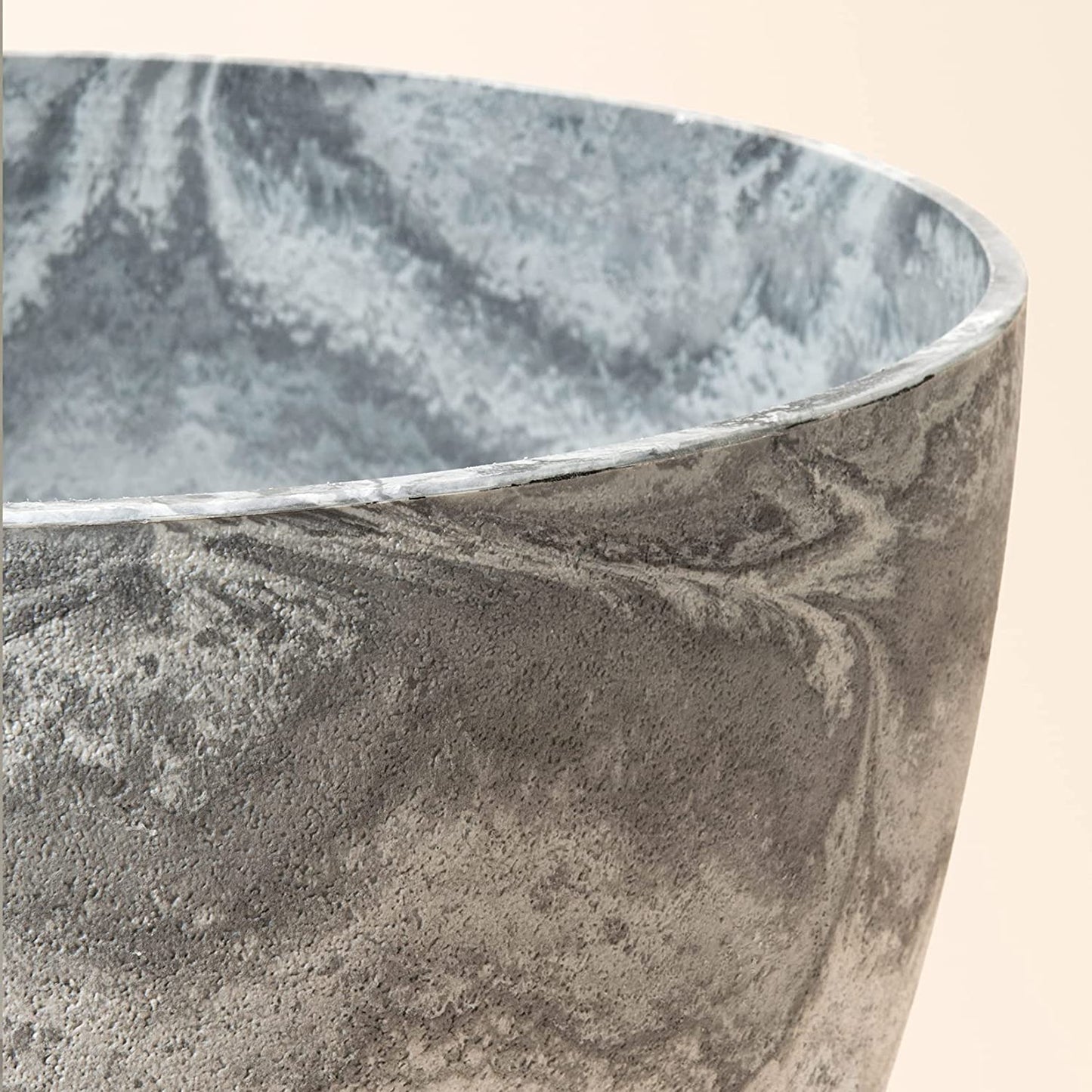 Flower Pot Large Garden Planters 11.3 Inches Pack 2 Outdoor Indoor, Resin Plant Containers with Drain Hole (Marble)
