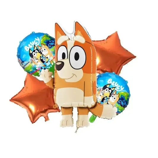 6Pcs Set s Bingo Birthday Decorative Ballons 2 Colors Cute Cartoon Aluminum Foil Balloon Number Balloons Party Decoration