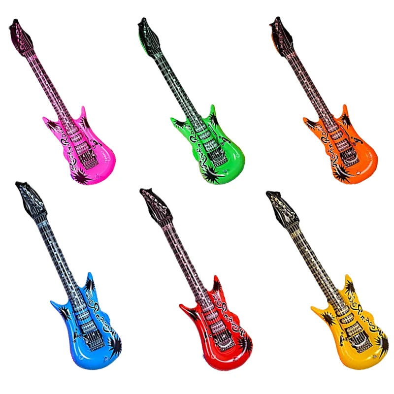 1Pc Inflatable Rock Star Guitar - Random Color Toy for Carnival and Birthday Celebrations