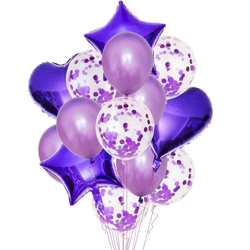 14Pcs Multi Confetti Balloon Happy Birthday Party Balloons Rose Gold Helium Ballons Boy Girl Baby Shower Party Supplies