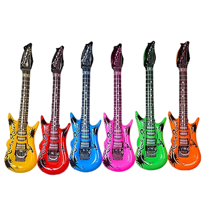1Pc Inflatable Rock Star Guitar - Random Color Toy for Carnival and Birthday Celebrations