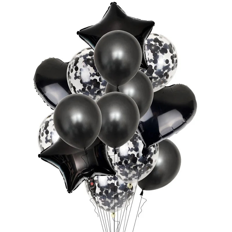 14Pcs Multi Confetti Balloon Happy Birthday Party Balloons Rose Gold Helium Ballons Boy Girl Baby Shower Party Supplies